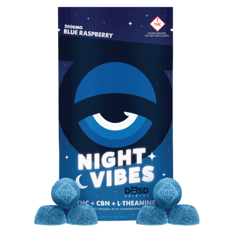 Night Vibes CBN - Blue Raspberry [20pk] (2000mg THC/200mg CBN/1000mg L-Theanine) by DŌSD Edibles
