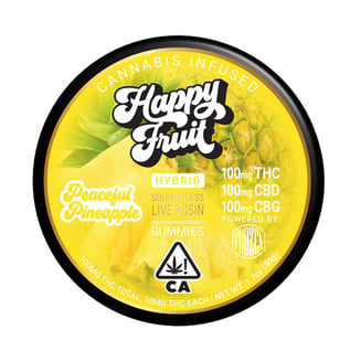 Peaceful Pineapple [10pk] (100mg CBD/100mg THC/100mg CBG) by Happy Fruit