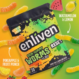 Sour Gummy Worms - Reset [10pk] (100mg THC/100mg CBD) by Enliven