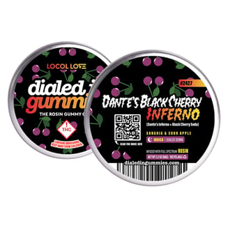 100mg - Dante's Black Cherry Inferno #2427 - Rosin Gummies (10pk) by Dialed In Gummies