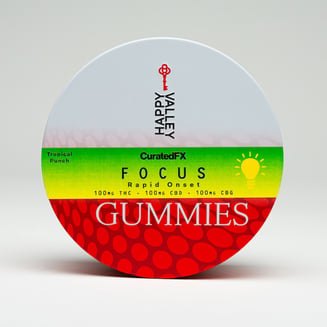 Focus - Tropical Punch [20pk] (100mg CBD/100mg THC/100mg CBG) by Happy Valley