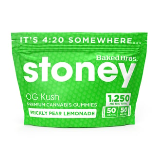 Baked Bros Stoney: 1250mgTHC : 1250mgCBG : Prickly Pear Lemonade Gummies (OG Kush) (25pk) by Baked Bros™