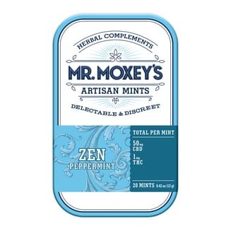 Zen 50:1 CBD Peppermint Mints (1000mg CBD/20mg THC) by Mr. Moxey's