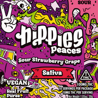 Sour Strawberry Grape [10pk] (100mg) by Hippies