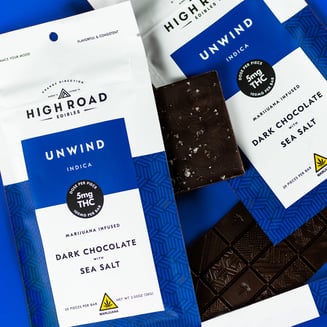Sea Salt Unwind Dark Chocolate Bar, 100mg 20-piece by High Road Edibles