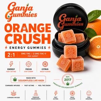 5:2 Energy by Ganja Gummies [20pk] (100mg THC/40mgTHCV) by Fire Ganja