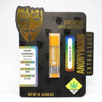 Apple Fritter - Liquid Diamonds "Live Resin" 1G Cartridge by Anonymous Extractors