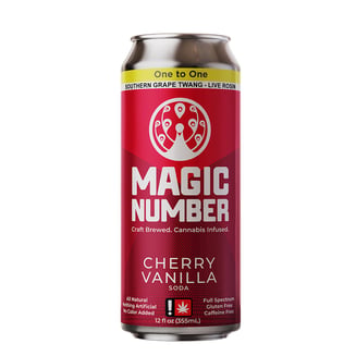 Cherry Vanilla Natural Soda 1:1 (25mg THC : 25mg CBD) by Magic Number