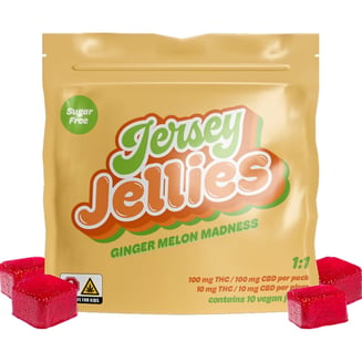 Ginger Melon Madness [10pk] (100mg CBD/100mg THC) by Jersey Jellies