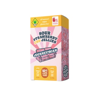 PROMO - Journeyman - 50:1 Sour Strawberry Jellies [10pk] (500mg CBD/10mg THC) by PROMO