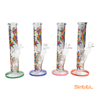 10" Leafy Rainbow Tube Bong W/ Bowl