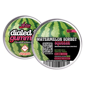 100mg - Watermelon Sorbet #2457 - Rosin Gummies (10pk) by Dialed In Gummies