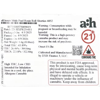 all:hours Mule Fuel Rosin Roll Shorties 4852 by all:hours