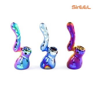 6" Iridized Etched Sherlock Bubbler - Assorted