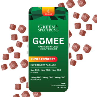 Yuzu Raspberry [20pk] (100mg THC/300mg CBD/300mg CBG) by Green Spectrums