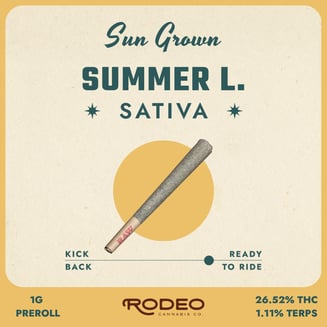 Rodeo Sun Grown Summer L. (S) 1g Preroll (C0070000519) by Rodeo Cannabis