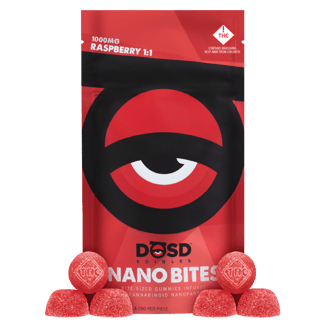 Raspberry 1:1 [20pk] (1000mg CBD/1000mg THC) by DŌSD Edibles