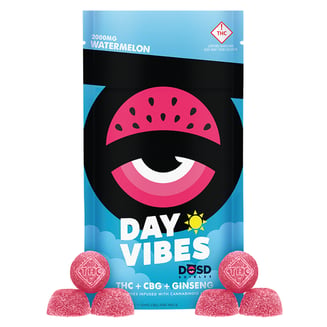 Day Vibes CBG - Watermelon [20pk] (2000mg THC/200mg CBG/500mg Ginseng) by DŌSD Edibles