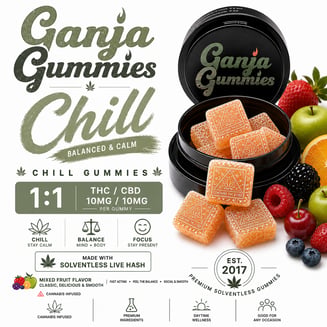 Ganja Gummies Chill 1:1 THC: CBD (100mg CBD/100mg THC) by Fire Ganja