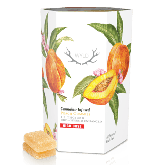 *High Dose* Peach 1:1 CBD + Hybrid Enhanced Gummies | 1000mg:1000mg by WYLD