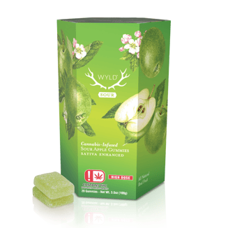 *HIGH DOSE* Sour Apple Sativa Enhanced Gummies | 1000mg by WYLD