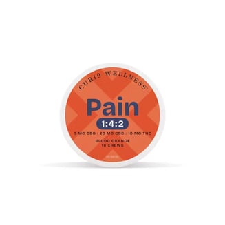 Pain Blood Orange 1:4:2 Chews [10pk] (200mg CBD/100mg THC/50mgCBG) by Curio Wellness