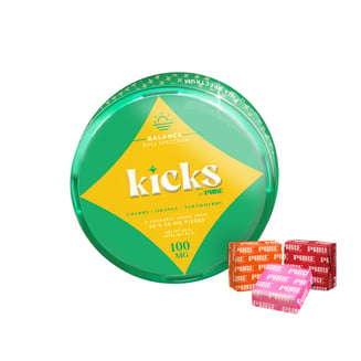 Kicks Cherry Orange Strawberry Full Spectrum Balance [10pk] (100mg) by PURE Edibles