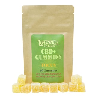 Focus Gummies [10pk] (250mg CBD/50mg CBG) by Lovewell Farms