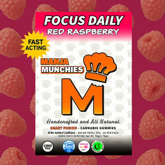 Focus Red Raspberry [10pk] (100mg) by Manja Munchies