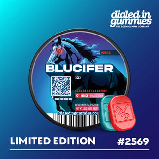 100mg - Blucifer #2569 - Rosin Gummies (10pk) by Dialed In Gummies