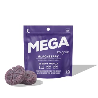 1:1 CBN/THC Blackberry Mega Pearl [2pk, 10 Servings] (100mg CBN/100mg THC)