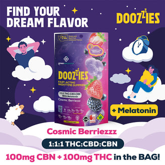 Extra-Strength 1:1:1 Cosmic Berriezzz  w/ Melatonin [10pk] (100mg THC/100mg CBD/100mg CBN/25mg Melatonin) by Green Revolution