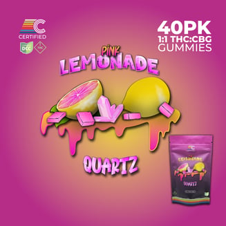 1:1 CBG Pink Lemonade Quartz Gems [40pk] (400mg THC/400mg CBG) by CERTIFIED