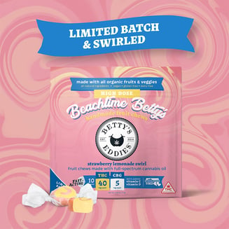 Beachtime Betty's - Strawberry Lemonade Swirl- Extra Strength [10pk] (400mg THC/50mg CBG) by Betty's Eddies