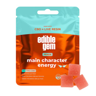 1:1 Main Character Energy - Peach [10pk] (200mg THC/200mg CBD​) by Edible Gem