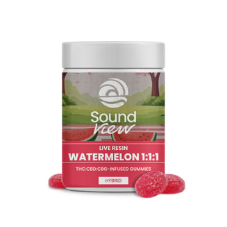SoundView Live Resin Watermelon 1:1:1 Gummies T98.2mg C102.6mg C101.8mg H 00253 by SoundView