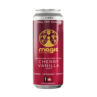 Cherry Vanilla Natural Soda CBD+ (25mg CBD, 3mg THC - Live Resin) by Magic Number