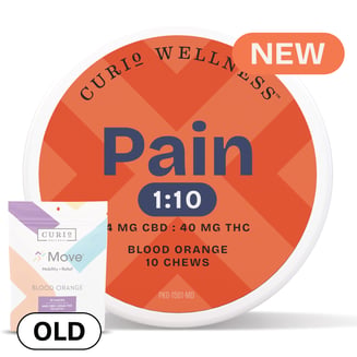 Pain Blood Orange 1:10 Chews [10pk] (40mg CBD/400mg THC) by Curio Wellness