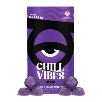 Chill Vibes 1:1 CBD - Grape [10pk] (100mg THC/100mg CBD/250mg Reishi) by DŌSD Edibles