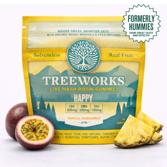 Happy | Live Hash Rosin Gummies - Sativa (100mg THC, 300mg CBD, 300mg CBG) *Formerly Hummies by Treeworks