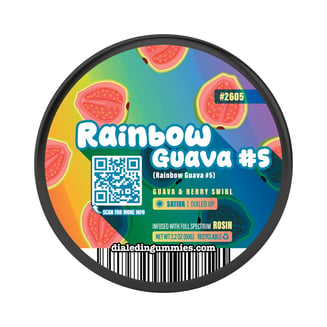 100mg - Rainbow Guava #5 #2605 - Rosin Gummies (10pk) by Dialed In Gummies