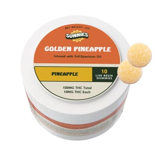 Golden Pineapple Live Resin -Pineapple Gummies [10pk](100mg) by Sunnies