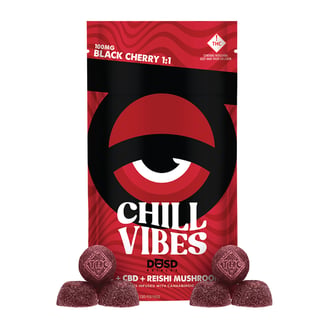 Chill Vibes 1:1 CBD - Black Cherry [10pk] (100mg THC/100mg CBD/250mg Reishi) by DŌSD Edibles
