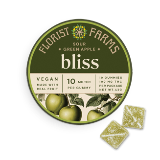 Bliss | Sour Green Apple Gummies | 10pk (100mg) by Florist Farms