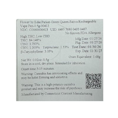 zero nicotine disposable vape nearby Shop Flower by Edie Parker-Green Queen-Sativa Rechargeable Vape Pen-0.5g-00413  | Budr