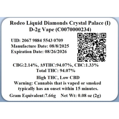 Shop RC Liquid Diamonds Crystal Palace 94.07% I 00234 2g | Budr