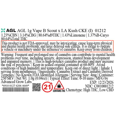 Shop AGL 1g Vape B Scout x LA Kush CKE (I) 01212 | Bluepoint