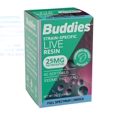 25mg Indica [40ct] (1000mg) | Buddies Brand | Liquid Live