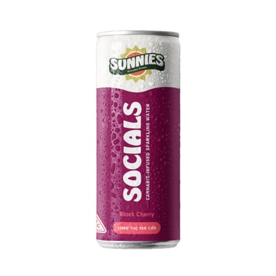 Image 1 for Socials - Black Cherry Sparkling Water - 10mg THC - 12oz Can, a hybrid product