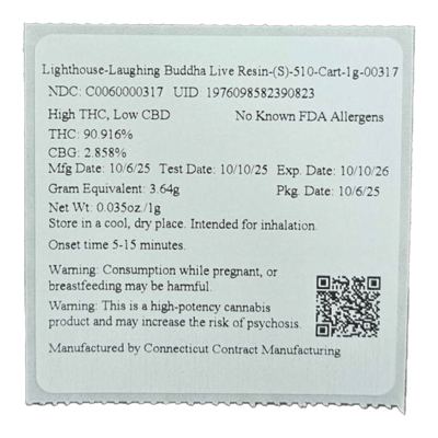 Shop LH Laughing Buddha Live Resin Cartridge 90.92% S 00317 1g | Budr -  West Hartford Dispensary West Hartford, CT
